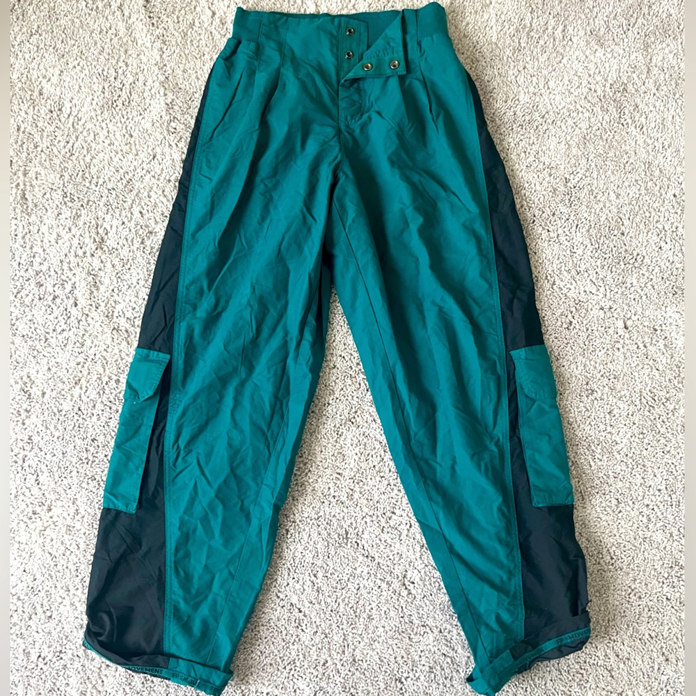 Free People Movement FP Teal Cargo Pants Workout Baggy High Waist Fit